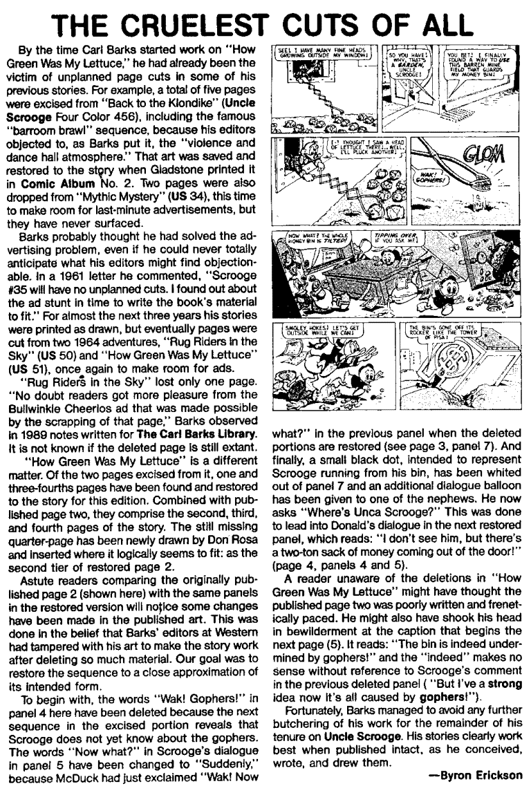 "How Green was my Lettuce" (Byrons Ericksons comments)